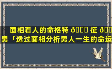 面相看人的命格特 🐒 征 🌳 男「透过面相分析男人一生的命运」